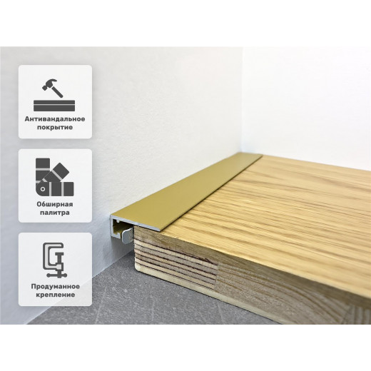 Микроплинтус алюминиевый Teckwood M-6 Золото Муар